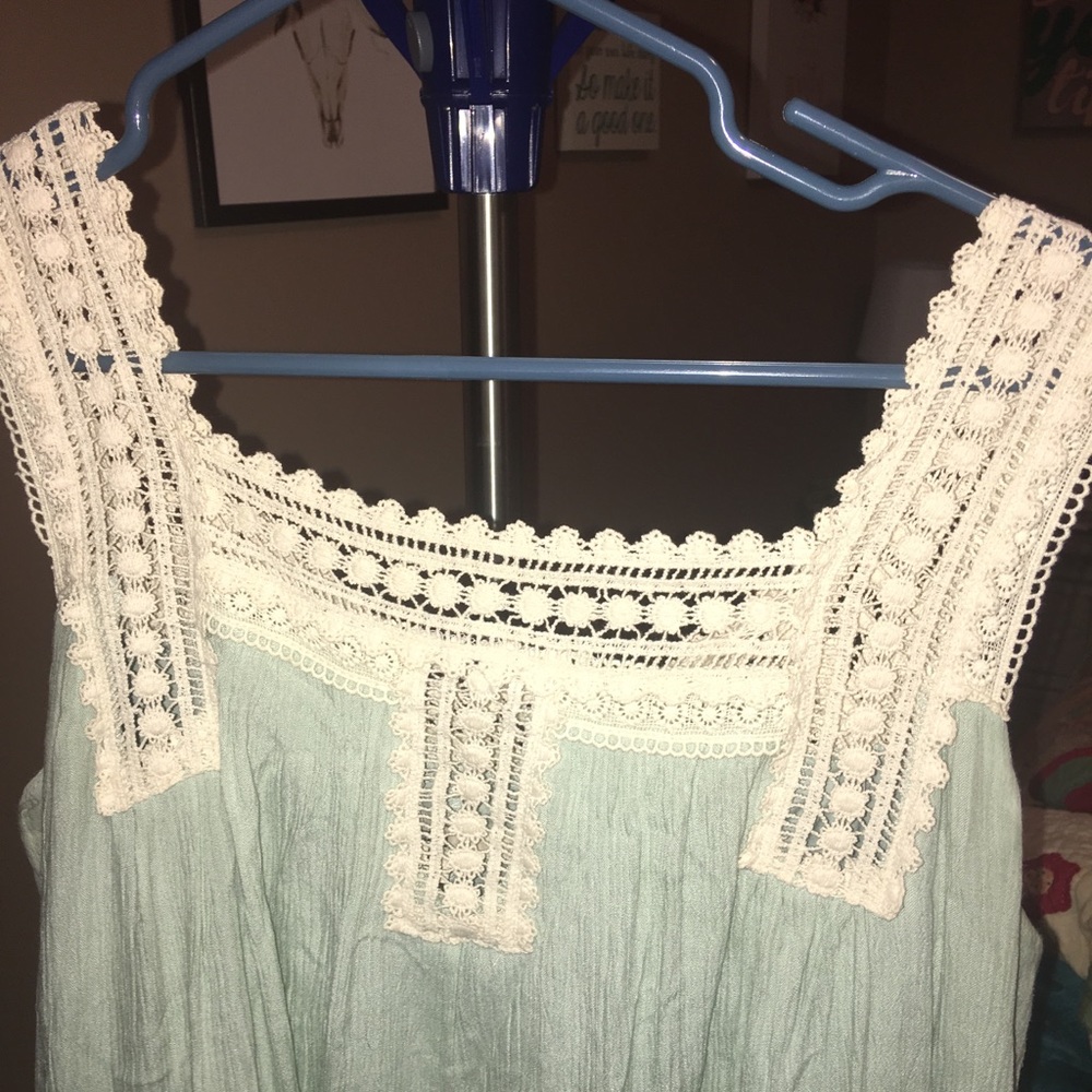 Green and cream dress